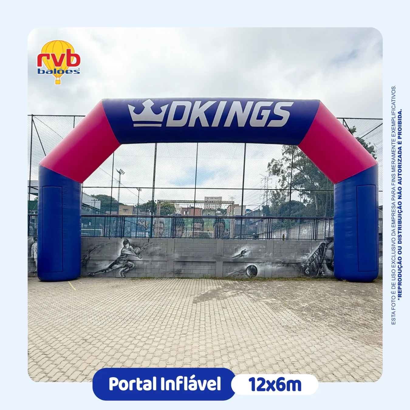 Portal inflável personalizado 12x6m da DKings para evento esportivo