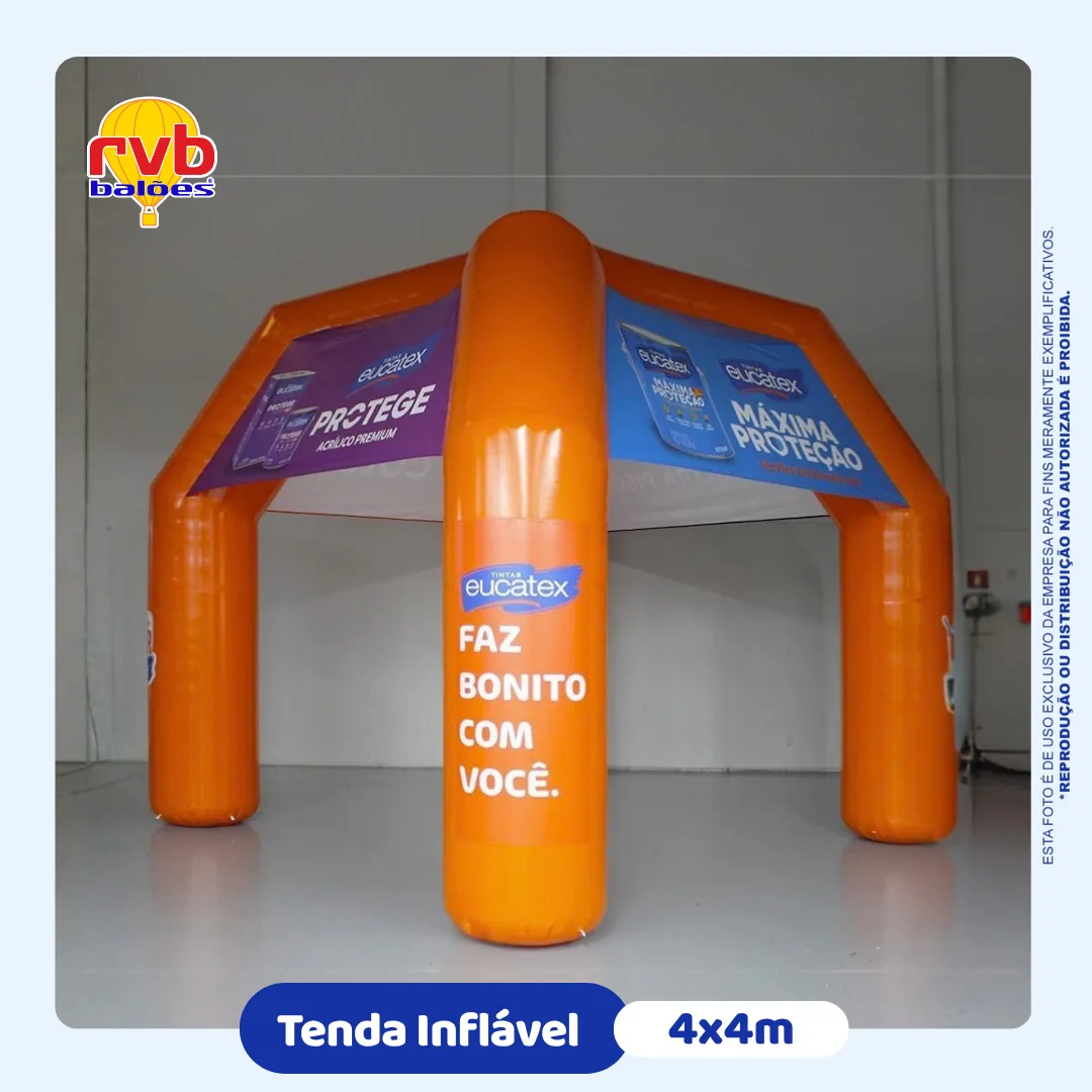 Tenda inflável personalizada Eucatex loja de tintas fabricada pela RVB Balões