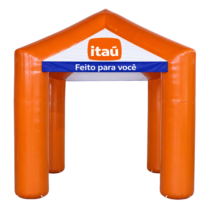 Tenda inflável casinha personalizada Itaú