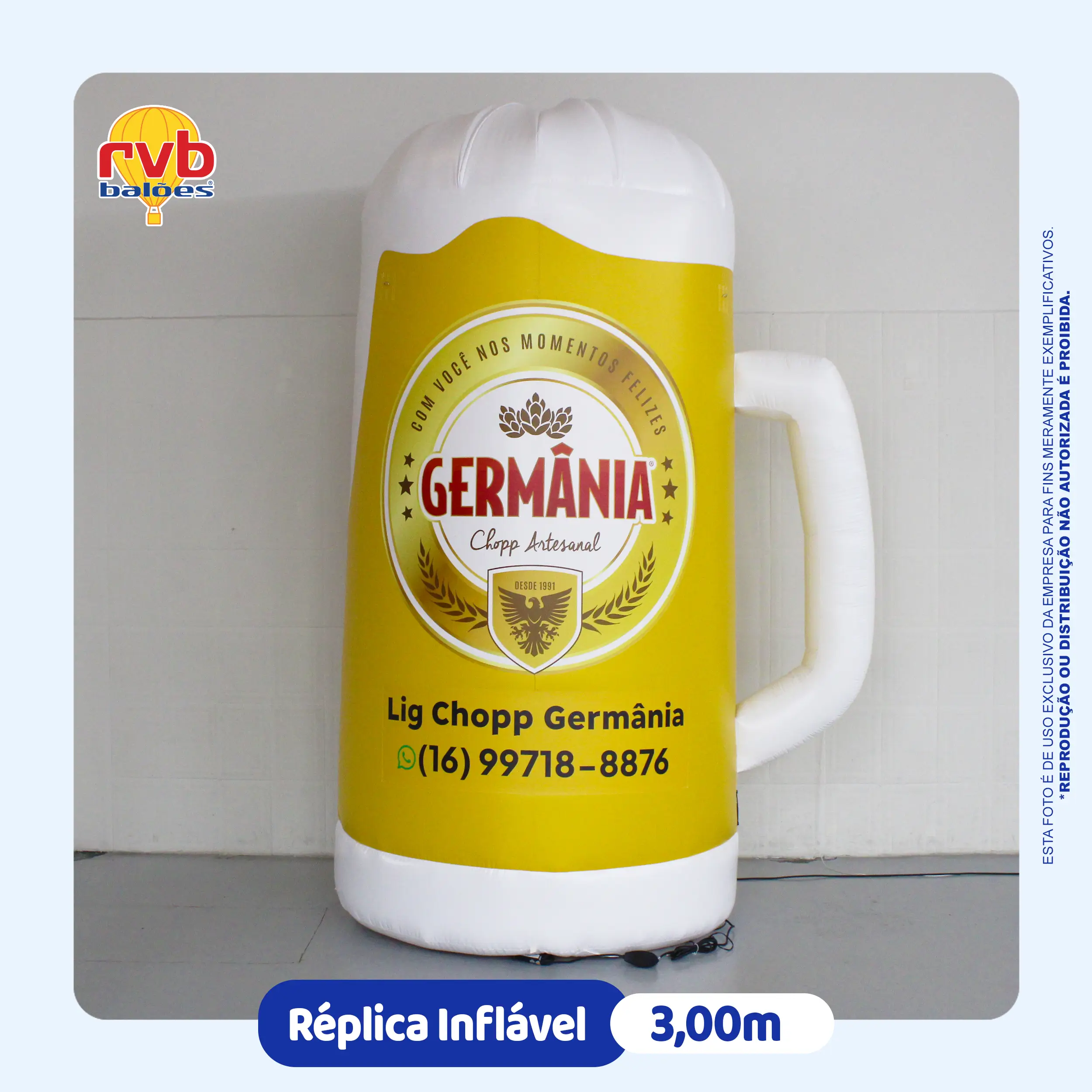 Caneca de Chopp Inflável Gigante 3m Germânia | RVB Balões Caneca de chopp inflável gigante de 3 metros da Germânia, fabricada pela RVB Balões