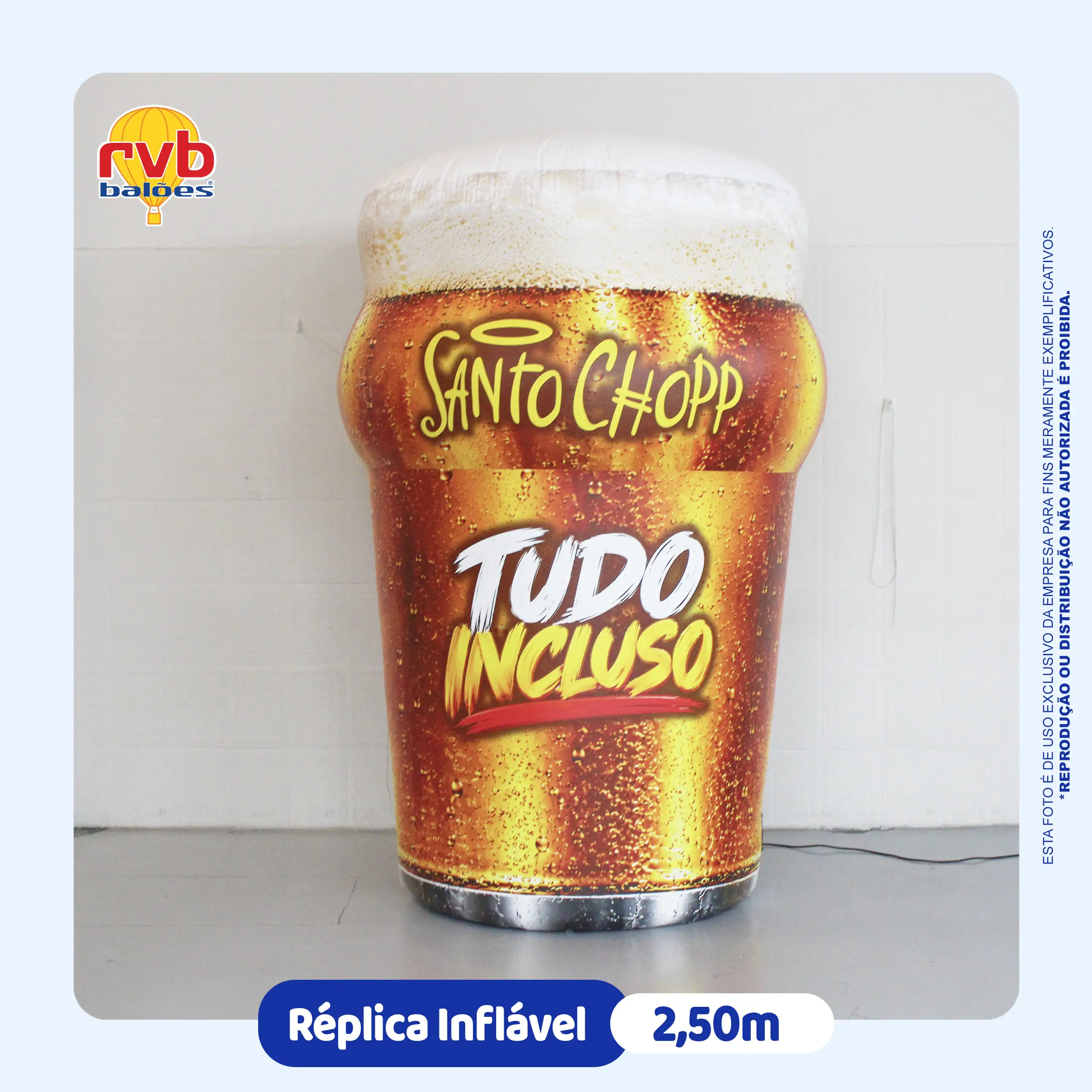 Copo de Chopp Inflável Gigante Personalizado Santo Chopp | RVB Balões Copo de chopp inflável gigante da Santo Chopp sem iluminação, fabricado pela RVB Balões